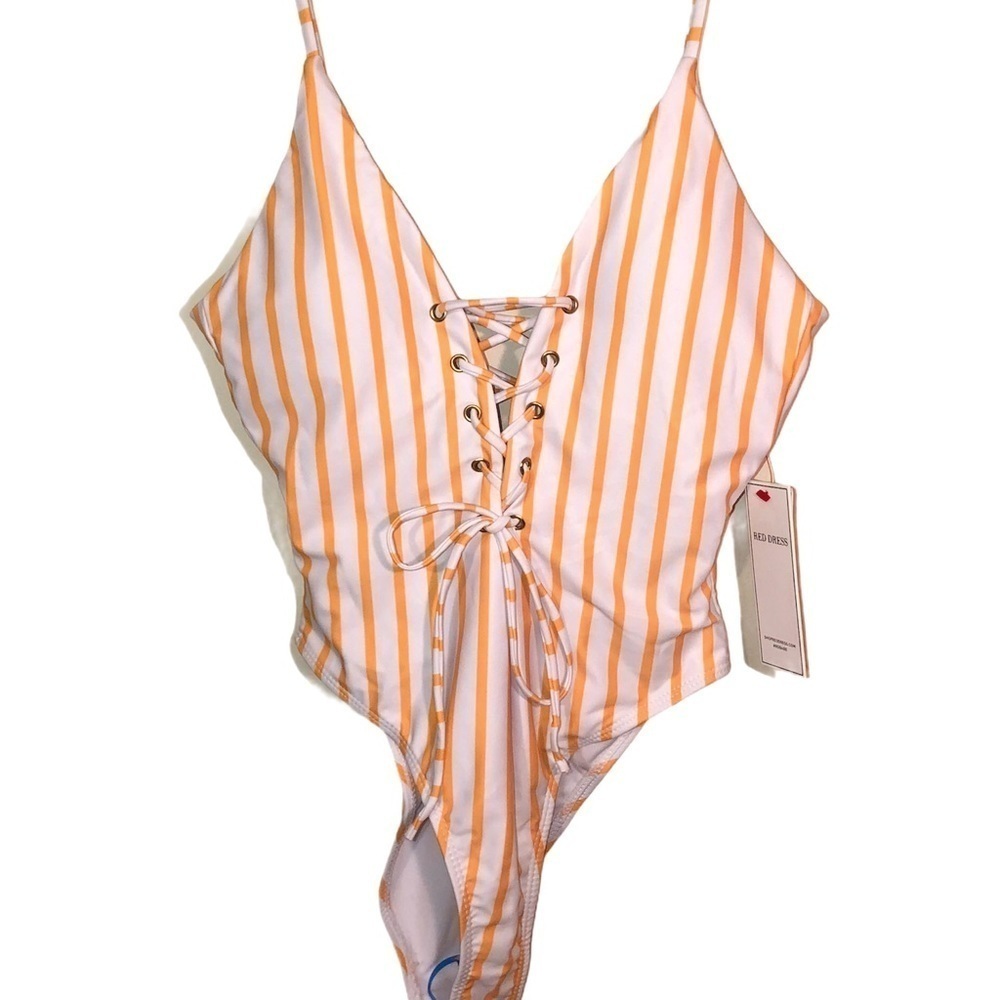 Stylish Swimwear Striped One Pc Swimsuit Sm